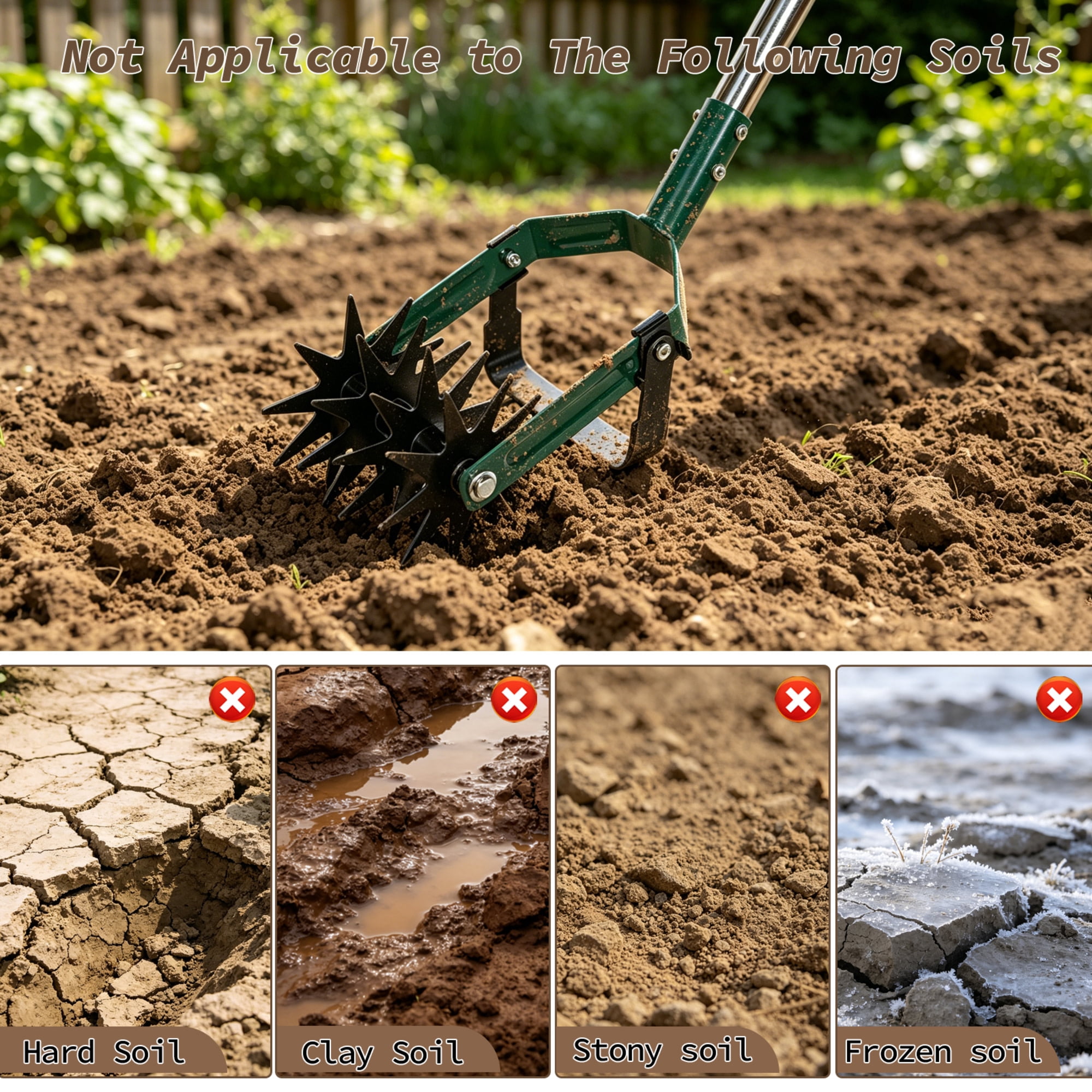 Ashfield & Harkness: 2-In-1 Rotary Cultivator & Weeder - Lawn & Garden Tool, 70" Adjustable Handle Rolling Tiller, Soil Loosening, Sturdy Tines-Blade