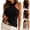 12# Black, variant on Women Halter Cross Over Collar Tank Knit Sleeveless Top Solid Color Casual Summer Blouse Khaki XL