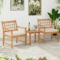 thumbnail image 5 of Costway 3 Pieces Acacia Wood Patio Bistro Set Outdoor Conversation Set with Cushions Off White, 5 of 10