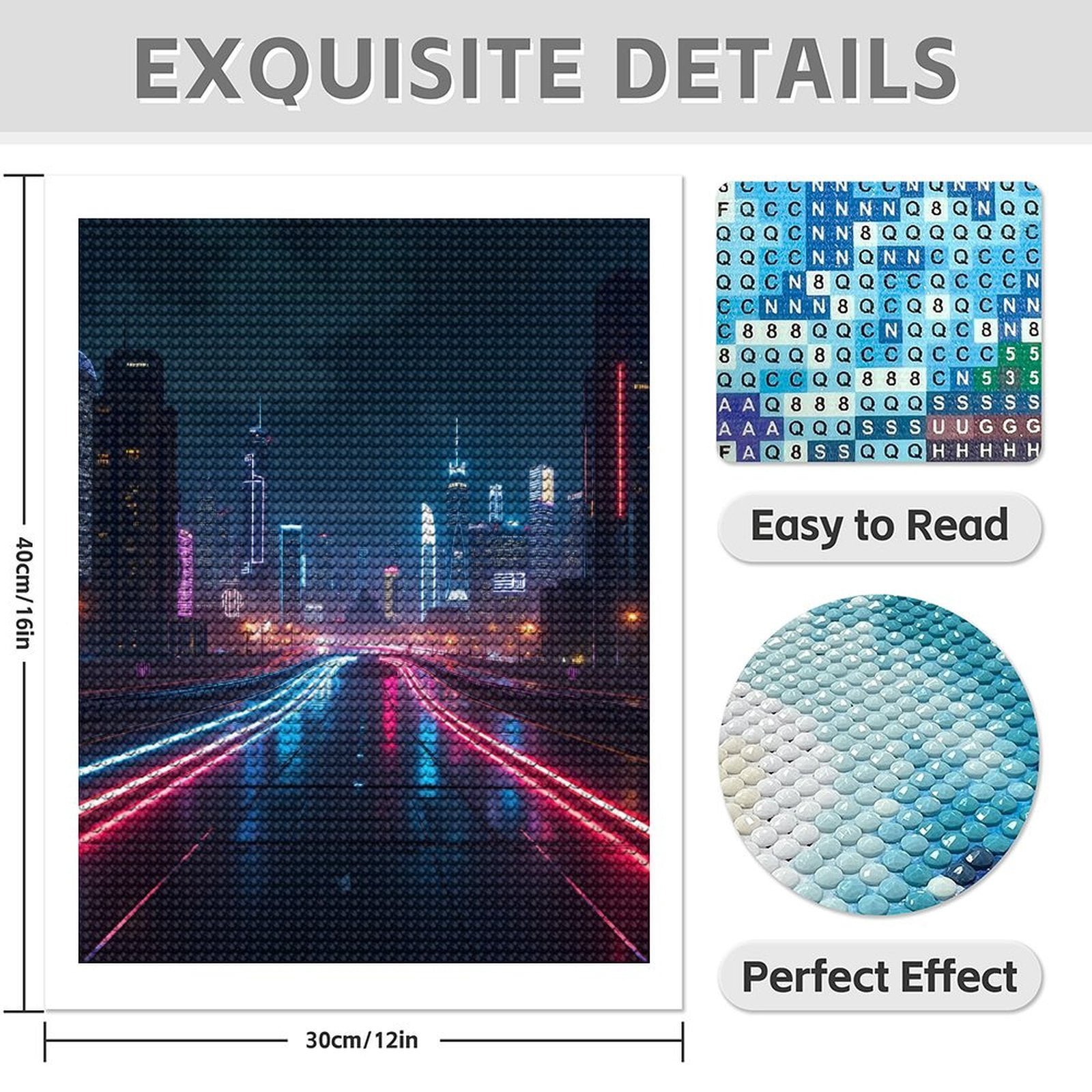 Diamond Art Kits for Adults - Cool Cyberpunk Cityscape Print No.99 5D Frameless Dimond Painting Kit for Adults Beginner, Round Diamond Kits for Home Wall Decor, Gift for Women