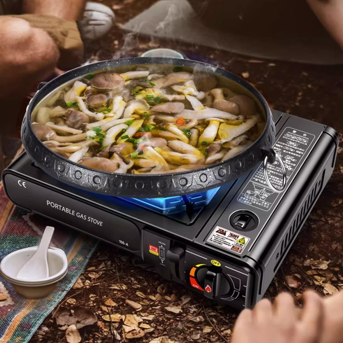 QINGXI Portable Butane and Propane Camping Stove with Carrying Case, Precise Heat Control - Camping & Tailgating and Outdoor Cooking