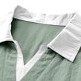 thumbnail image 3 of Mens Cotton Linen Polo Shirts Casual Short Sleeve V Neck Shirt Summer Beach Hippie Tshirt Shirt for Men Big and Tall Size M-3XL Green, 3 of 7