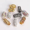 thumbnail image 2 of U8MO 5pcs 15x8mm 20x10mm Tube Metal Crystal Glass Rhinestones Loose Big Hole Beads-Gun Black-15x8mm, 2 of 5