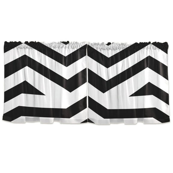 Black and White Stripes Tier Curtains for Kitchen 57x24 Inch Semi Sheer Light Filtering Half Window Curtains 2 Panels