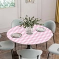 thumbnail image 5 of Pink Round Tablecloth for 45-54 Inch Tables,Fitted Table Cover with Elastic Edge,Country French Rustic Buffalo Plaid Modern Art Waterproof Outdoor Table Cloth Protector for Patio Garden Dinner Picnic, 5 of 9