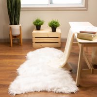 Ultra Soft Faux Sheepskin Fur Shag Rug Ivory 2' x 4' Sheepskin