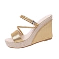 thumbnail image 2 of Hinvhai Sandales Espadrilles à Plateforme Compensée pour Femmes à Bout Ouvert, Sandales Compensées à Brides Croisées Sandales Espadrilles d'Été à Plateforme Or 5.5(36), 2 of 7