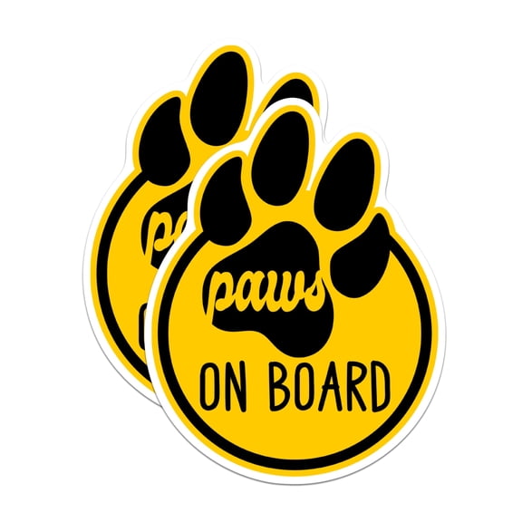 (2 Pack) Paws On Board Magnets - Dog in Car - Fur Baby On Board - 5" On Longest Side - Premium Magnet - for Cars, Refrigerators, Toolboxes, Lockers - Made in USA - MAG1122