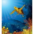 thumbnail image 3 of Ambesonne Ocean Duvet Cover Set, Coral Reef Fish Turtle, 2-Calking, Yellow Orange Navy, 3 of 3