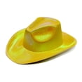 thumbnail image 4 of Neon Cowboy Hat, Disco Cowgirl Hat, Sparkly Glitter Space Cowboy Hat Fun Metallic Holographic Party, Yellow, 4 of 7