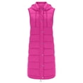 thumbnail image 5 of Manxivoo Womens Vests Outerwear Women's Long Winter Coat Vest with Hood Sleeveless Warm Down Coat with Pockets Quilted Vest Down Jacket Quilted Outdoor Jacket Coats for Women Hot Pink, 5 of 6
