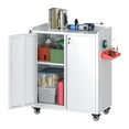 thumbnail image 3 of AOBABO Metal Storage Cabinet with Wheels,Lockable Storage Cabinet with 2 Adjustable Shelves,Metal Utility Cabinet for Garage,31.5 Inches,Assembly Required,White, 3 of 10