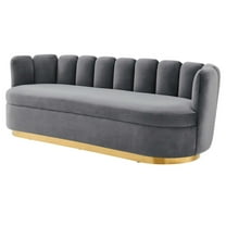 Tufted Sofa, Grey Gray, Velvet, Modern Contemporary, Mid Century Living Hotel Lounge Cafe Lobby