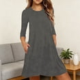 thumbnail image 2 of Vestido Largo de Manga Larga para las Mujeres Color Sólido Cuello Redondo Suelto Medio Ternera Vestido de Noche, Vestido Casual de Manga Larga para las Mujeres Dormir, 2 of 9