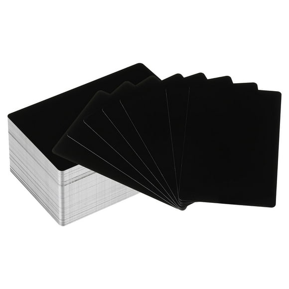 Unique Bargains 0.21mm Metal Business Cards Blank Laser Engraving Aluminum Name Card, Black 200 Pack