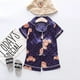 thumbnail image 1 of Pijamas florales de seda para niñas pequeñas, Conjunto de pijama de satén de manga corta con botones y pantalones cortos, verano, 2 piezas, 1-6 años, 1 of 4