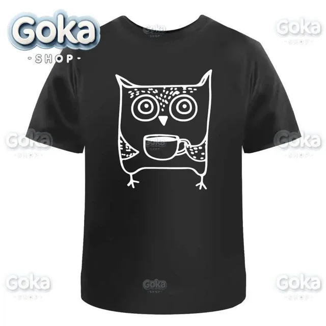 Camisetas con estampado de búho y café ropa para hombre novedad en camisetas y camisetas de algodón Camiseta estampada para mujer ropa Y2K camiseta divertida bonita