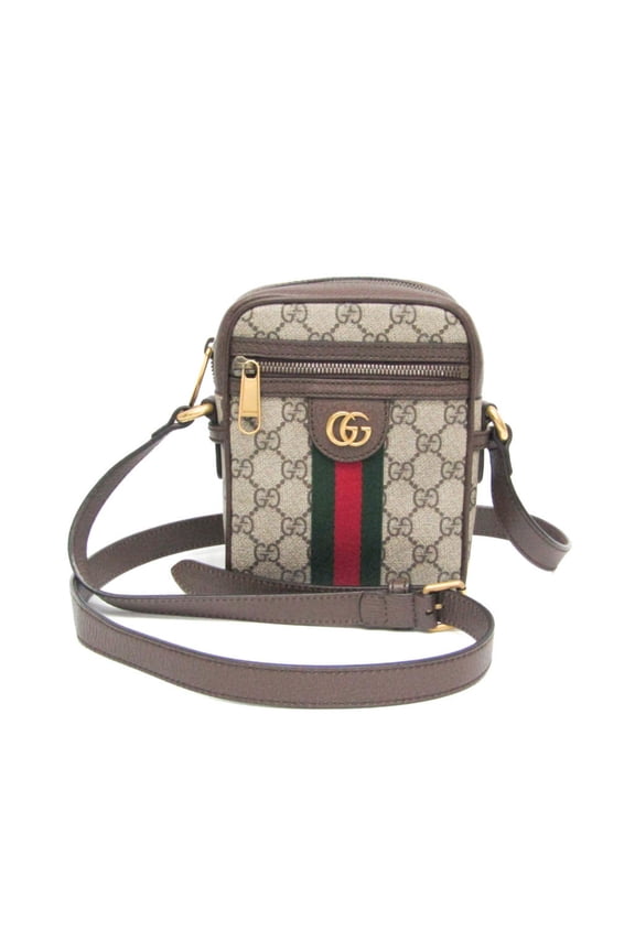 Pre-Owned Gucci Ophidia GG Small 598127 Men,Women Leather,PVC Shoulder Bag Beige,Brown (Good)