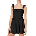 thumbnail image 2 of Bnwani Women Dresses,Summer Dresses for Women,Ruched,Square Neck,Tie,High Waist,Black,L, 2 of 6