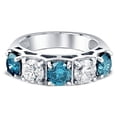 thumbnail image 4 of Pompeii 3 1/4Ct Blue Diamond Wedding Ring White Gold Lab Grown Anniversary 5-Stone Band, 4 of 4