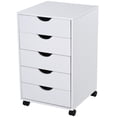 thumbnail image 2 of HomCom 5 Drawer File Cabinet Storage Organizer Filing Cabinet with Nordic Minimalist Modern Style & Wheels, White, 2 of 8