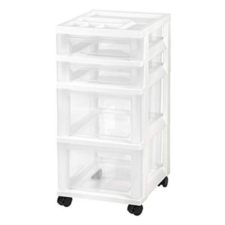 IRIS USA MC-322 4-Drawer Storage Cart with Organizer Top, (New), White