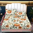 thumbnail image 6 of HELLHERO Sunflower and Pumpkin Pattern 3 Piece Fitted Sheets with Easy Care High Elasticity, 1 Fitted Sheet and 2 Pillowcases, No Flat Sheet Fitted Bedding Set for Household Homestay, 6 of 6