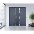 thumbnail image 4 of Front Exterior Prehung Steel Double Doors / Cynex 6777 Grey / Stainless Inserts Single Modern Painted-W72" x H80"-Left-hand Outswing, 4 of 7