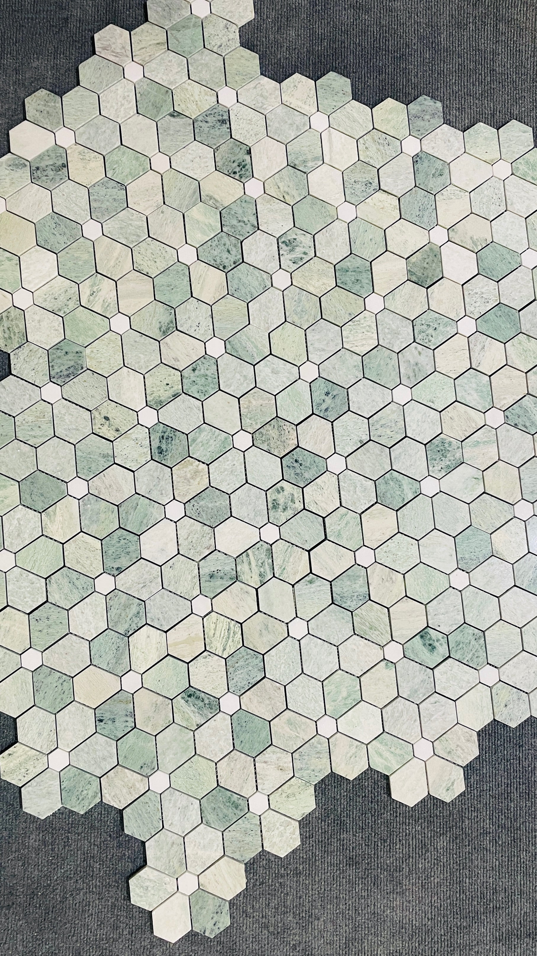 10-Pieces of Ming Green Flowers Pattern Mosaic Wall and Floor Tiles