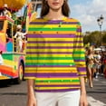 thumbnail image 5 of Gamivast Womens Mardi Gras Sweatshirts Striped 3/4 Sleeve Crewneck Pullover Relaxed Fitted Tunic Tee Tops Holiday Carnival Party Outfits 2026, 5 of 5