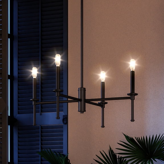 Luxury Contemporary Chandelier, 10.375H x 22.875W, with French Country Style, Midnight Black, UHP4242 by Urban Ambiance