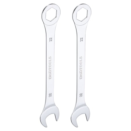 Uxcell 22mm 6-Point Thin Combination Wrench Double Ended Box and Open End Chrome Plated Steel, Silver 2Pcs