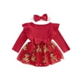 thumbnail image 1 of Gupgi Robe Rouge de Noël pour Bébé Fille 3M 6M 12M 18M 24M Barboteuse-Robe à Manches Longues pour Nourrisson avec Paillettes et Cerf avec Bandeau, 1 of 9