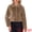 Khaki, variant on Women's Dressy Faux Fur Cropped Snap Button Fluffy Jacket L Dusty Pink