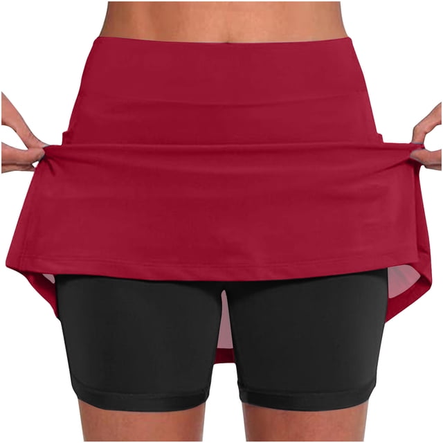 FNFYFH Clearance Ladies Gym Loose Fit Solid Summer Workout Shorts Comfortable Exercise Shorts,Red