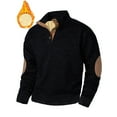 thumbnail image 6 of Mens Casual Sherpa Lined Thermal Sweatshirt Long Sleeve Stand Collar 1/4 Button Up Pullover Fall Sweaters,Color:Black,Size:3XL, 6 of 7