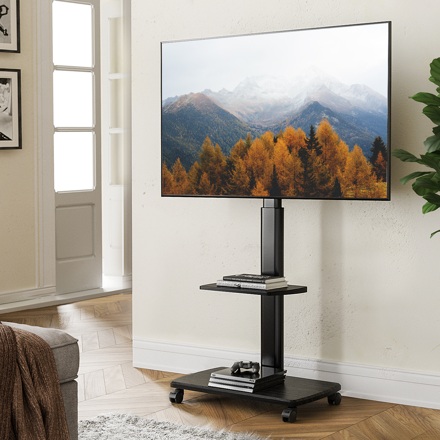 FITUEYES Rolling TV Cart with Swivel Mount for 32–65" TVs photo 2