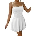 thumbnail image 3 of Party Solid Color Spaghetti Strap Dress for Summer White XS, 3 of 7