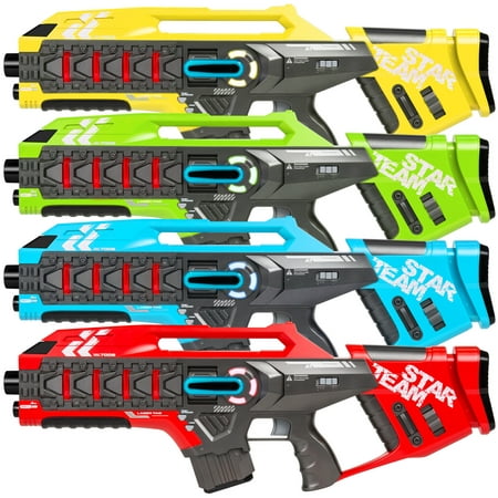 Best Choice Products Set of 4 Infrared Laser Tag Toy Guns with Life Tracker, (Best Green Laser For Guns)
