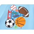 thumbnail image 3 of FOSTKU Boys' Crewneck Long Sleeve T-Shirt – Light Blue "PLAY TIME" Sports Graphic Daily Wear Tee, Size 10, 3 of 7