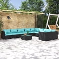 thumbnail image 1 of vidaXL 10 Piece Garden Lounge Set with Cushions Poly Rattan Black, 1 of 5