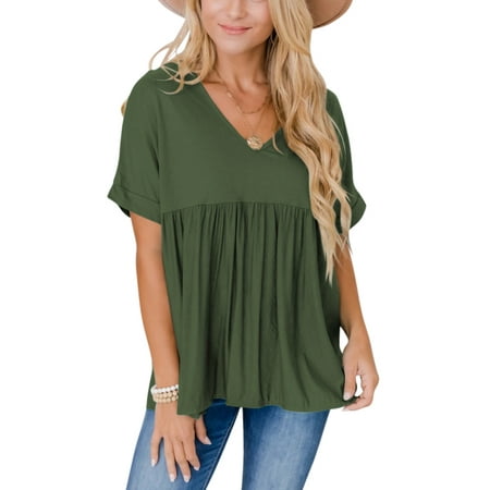 

Women Tee T-Shirt Casual Babydoll Maternity Clothes Peplum Short Sleeve Tees Blouss Cute Casual Blouse
