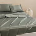 thumbnail image 3 of Btargot 4Pcs Satin Silk Bed Sheet Queen Set 13" Deep Pocket Ultra Soft Microfiber Breathable Gray Sheets Set, 3 of 12