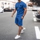 thumbnail image 2 of Men‘s Two-Piece Outfits Summer Casual Muscle Short Sleeve Tee Shirts And Classic Fit Sport Shorts Set Tracksuit 4XL, 2 of 5
