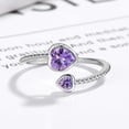 thumbnail image 2 of Anillo para niñas Anillos de plata de ley 925 con piedras natales para mujeres Anillo ajustable con piedras de corazón abierto Anillo del mes de constelación Joyería de regalo de cumpleaños y San, 2 of 6
