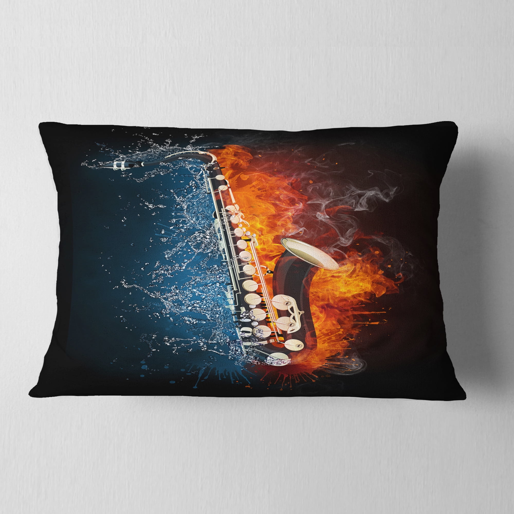 Designart Saxophone - Music Throw Pillow - 12x20
