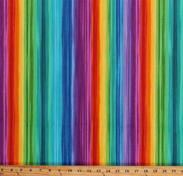 Yellow Red Blue Green Kid's Clothing BTY 70s Retro Rainbow Stripe Polyester Fabric Vintage Stretch Fabric By The Yard Wide Apparel