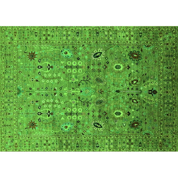 Ahgly Company Indoor Rectangle Oriental Green Industrial Area Rugs, 6' x 9'