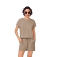 thumbnail image 5 of Pinspark Two Piece Sets for Women Summer Crewneck Matching Shorts Pajamas Set with Pockets Casual Travel Outfits 2025 Trendy, 5 of 8