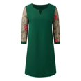 thumbnail image 5 of Women's Casual Tennis Dress for Women Solid Lace Splice Sleeve Hollow Round Neck Loose Dress Everyday Easygoing Attire Green XL, 5 of 6